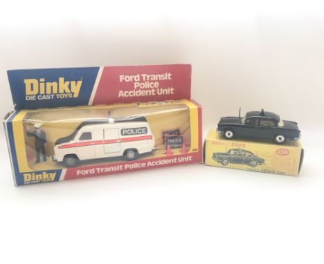 A Dinky Ford Transit Police Accident Unit #269 boxed, and a Dinky Police Patrol Car #256 in repro box.