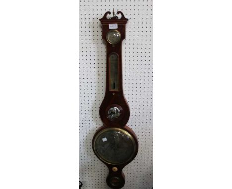 Botto of Evesham, a 19th century mahogany framed wall barometer, thermometer and hydrometer&nbsp;
