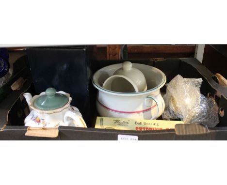 A boxed Royal Worcester figurine of HRH QEII with other useful domestic items and a vintage boxed skipping rope&nbsp;