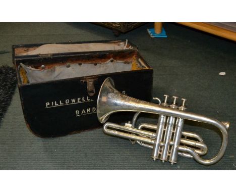 A Boosey &amp; Co. silver plated Eb soprano cornet in original box