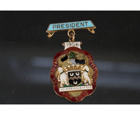 A 9ct gold enamel decorated Masonic President badge, approx 28g