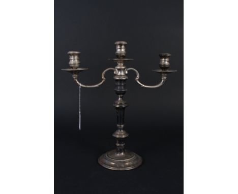 A silver three light candelabra, hallmarked London 1961 by Richard Comyns