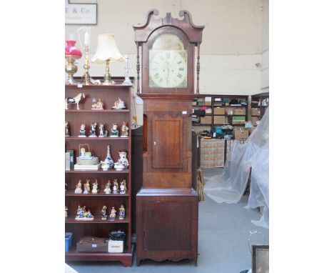 OAK CASED LONGCASE CLOCK WITH HANDPAINTED AND ENAMELLED DIAL BY SMITH, HUDDERSFIELD, WITH SOME PAPERWORK