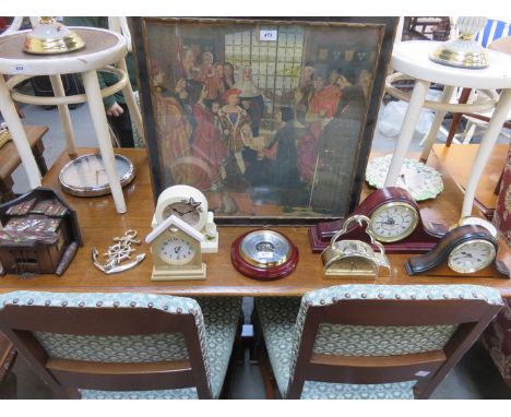 VARIOUS MANTLE CLOCKS, WALL CLOCKS, BAROMETER ETC... 