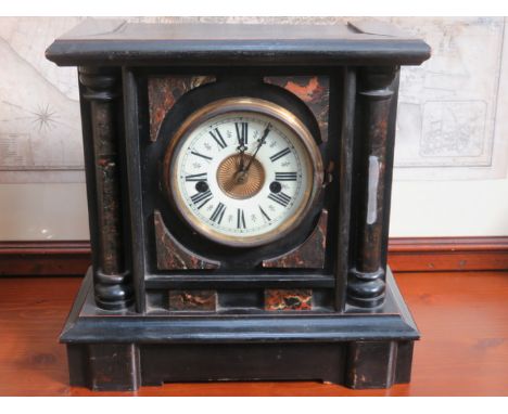 EBONISED WOODEN CASED MANTEL CLOCK