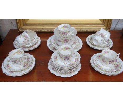 PARCEL OF VICTORIAN FLORAL WAVED EDGED CERAMIC TEA WARE 