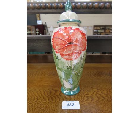 LISE B MOORCROFT GLAZED CERAMIC STORAGE JAR WITH COVER 