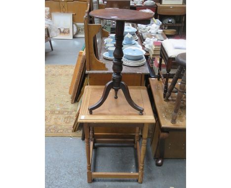 MAHOGANY TRIPOD TABLE AND SQUARE OCCASIONAL TABLE 