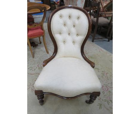 MAHOGANY BUTTON BACK ARMCHAIR 