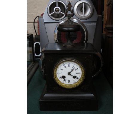 BLACK SLATE MANTEL CLOCK