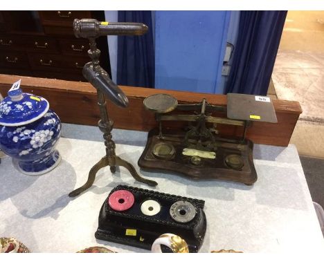 Postal scales, ink well etc.