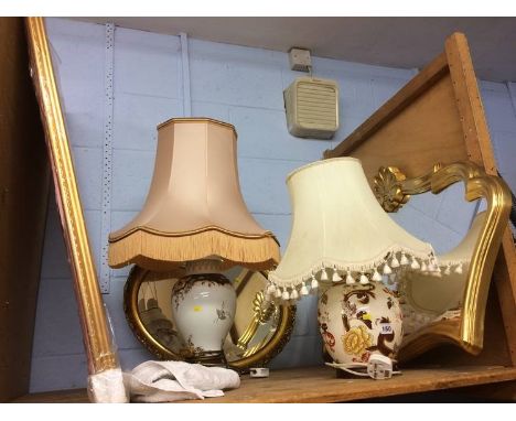 Masons table lamp and one other and various mirrors