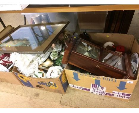 Three boxes of assorted and a lamp