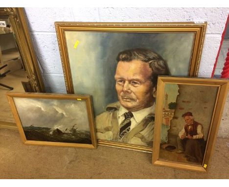 Oil on canvas portrait by Tom Finch, Continental Seascape etc.