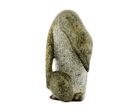 *Anita Mandl (Czech-British, b.1926),'Penguin with Egg', unsigned, polyphnat stone, 21cm high together with 'Certificate of A