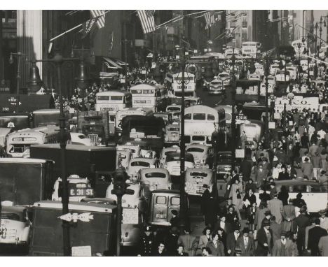 Andreas Feininger (American, 1906-1999) Fifth Avenue, Lunchtime, New York, 1948 silver gelatin print, with credit stamp and s