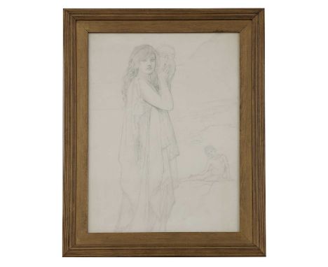 Henry Ryland (1856-1924)A lady holding a pitcher, another figure belowa pencil sketch, unsigned78 x 57cmCondition report: Fra
