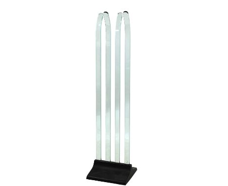 An Italian tempered glass coat rack,c.1985, by FIAM, signed,40cm wide40cm deep159cm high