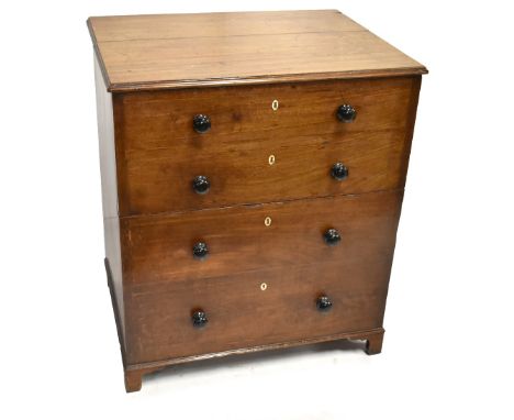 A Georgian mahogany commode chest on bracket feet, height 72cm, length 63cm, depth 47cm.Additional InformationSplitting, scra