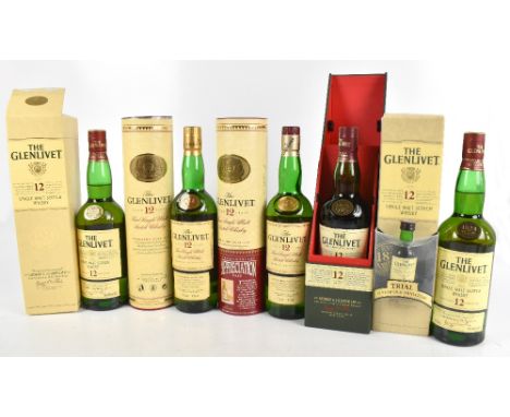 WHISKY; five bottles of The Glenlivet '12 Years of Age' / 'Aged 12 Years' Single Malt Scotch Whisky, one with attached French