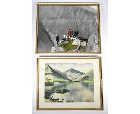 MAYSONS PHOTOGRAPHIC ARTISTS; two pencil signed hand tinted prints depicting Keswick Wast Water and fox hunters in the Newlan
