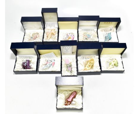 HALCYON DAYS; a collection of eleven ceramic models of miniature shoes.Additional InformationEach fitted in original box, min