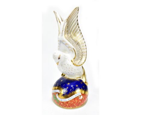 ROYAL CROWN DERBY; a rare limited edition animal paperweight 'Spirit of Peace', 34/150,&nbsp;height 23cm, complete with gold 