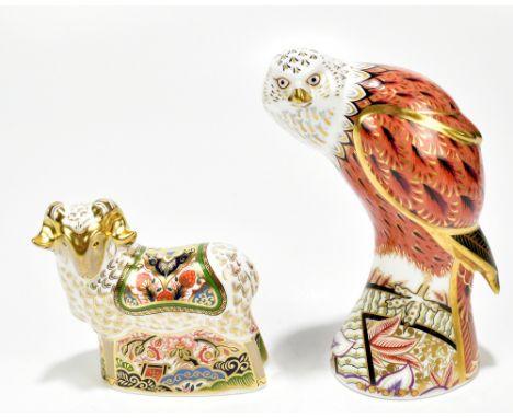 ROYAL CROWN DERBY; two animal paperweights comprising 'Red Kite' and 'Imari Ram' (2).Additional InformationEach complete with