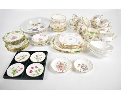 Two Crown Staffordshire and Tuscan floral and gilt decorated part tea sets (several items af), four Coalport Countryware leaf