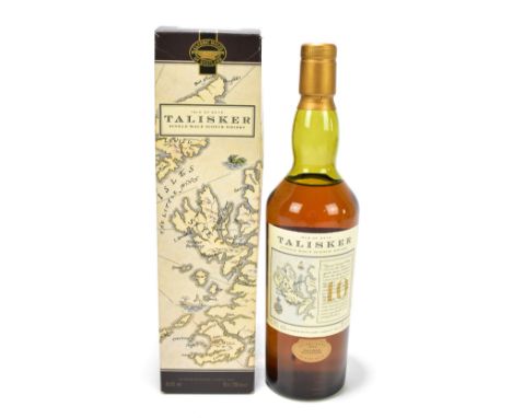 WHISKY; a bottle of ten year old Talisker Single Malt Scotch whisky, in original carton.Additional InformationMinimal wear to