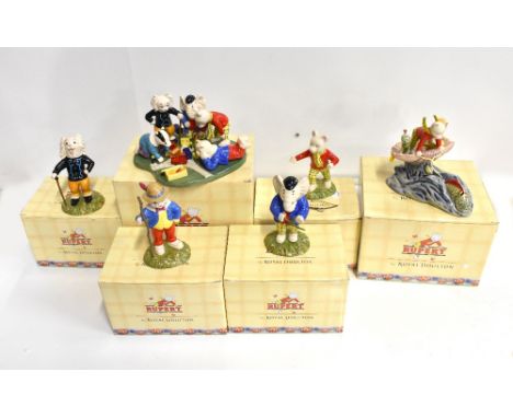 ROYAL DOULTON; a collection of six Rupert figures including Rupert Toy Railway no. 0752 etc, all in original boxes.Additional