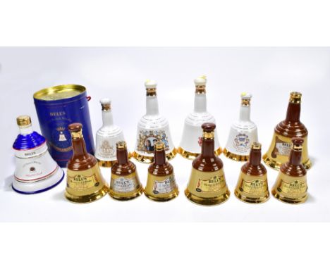 WHISKY; five Bell's blended Whiskies in commemorative ceramic decanters, one with outer box for the birth of Princess Beatric