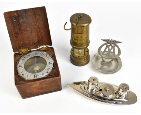 A mixed lot of collectors' items&nbsp;including a pine cased Lancaster Bomber compass, bears story to base, an Art Deco style