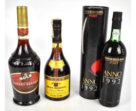 MIXED SPIRITS; a single bottle of Cockburn's LBV 1992 Port, 75cl, a single bottle of Torres Gran Reserva Imperial Brandy and 