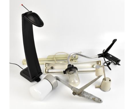 Five assorted mid-century and later lights and fittings&nbsp;including Anglepoise type workbench lamp, Italian Neolt Nessy la