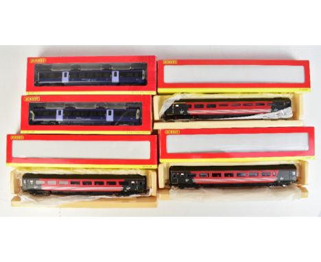 HORNBY; four boxed coaches comprising R4097D Virgin MK3 Standard Class Coach '42322', R4098E Virgin Mark 3 1st Class Buffet C