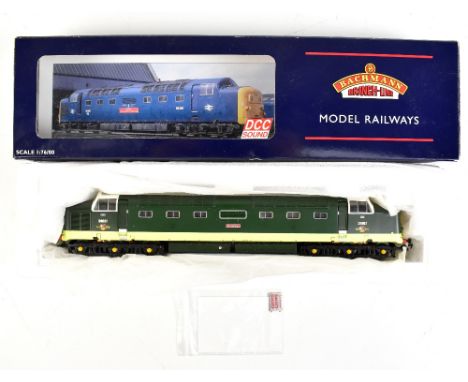 BACHMANN BRANCH-LINE; a boxed OO gauge 32-525DS Class 55 D 9007 'Pinza' BR two tone green locomotive with sound.Additional In