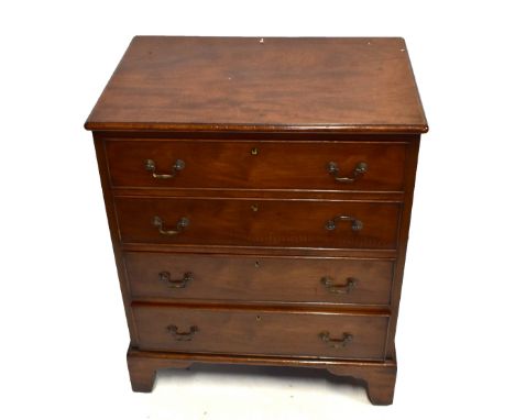 A 19th century mahogany chest of four drawers on bracket feet, height 76cm, width 63cm, depth 42cm.Additional InformationSpli