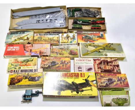 AIRFIX; a group of thirteen boxed models and kits including German E-Boat, B.R. Mogul, Evening Star, Avro Lancaster B.I, 88MM