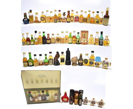 MIXED SPIRITS; a collection of miniatures comprising predominantly Whisky and Cognac/Brandy including Tamdhu Aged 10 Years, M