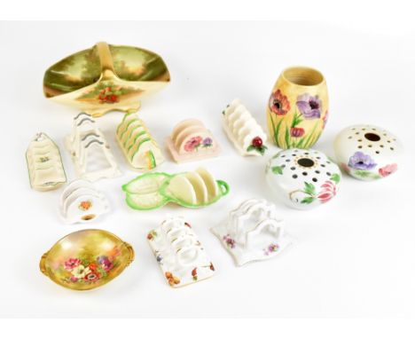 Nine ceramic toast racks including Shorter &amp; Son, Hammersley &amp; Co, Crown Ducal, Bretby, Radford and Swinnertons examp