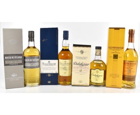 WHISKY; four single bottle of Single Malt Scotch Whisky comprising Auchentoshan Triple Distilled Classic, Dalwhinney '15 Year