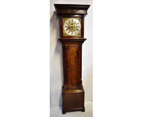 FISHER OF PRESTON; an 18th century oak cased longcase clock, the brass face with silvered&nbsp;circular dial with Arabic and 