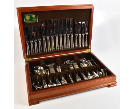 ARTHUR PRICE; a cased eight setting canteen of silver plated cutlery with beaded detail.