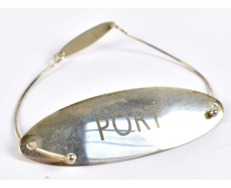 BRITISH AIRWAYS; an Elizabeth II hallmarked silver 'Port' decanter label further inscribed' Concorde' and presented in Concor