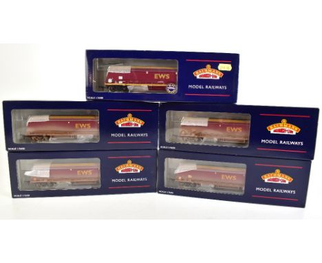 BACHMANN BRANCH-LINE; a boxed 37-853104 Tonne GLW HTA Thrall Bulk Coal Hopper Wagon and four boxed 37-854 HTA Coal Hopper EWS