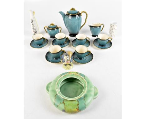 CARLTON WARE; an Art Deco 'Bleu Royale' six setting coffee service together with further ceramics to include a Rosenthal Stud