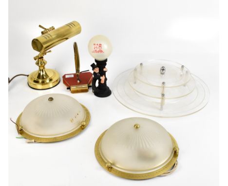 A mixed lot of assorted lighting&nbsp;including a CHADWICK novelty bar light, brass plated adjustable desk lamp,&nbsp;height 