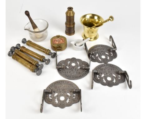 An assortment of collectors' items&nbsp;including four&nbsp;reproduction cast metal toilet roll holders 'St Pancras Fixture 1