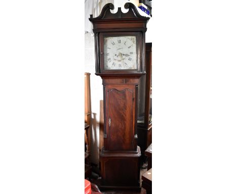 JAMES BARLOW, NORTHWICH; a 19th century mahogany eight day longcase clock, the square painted enamel dial with subsidiary sec